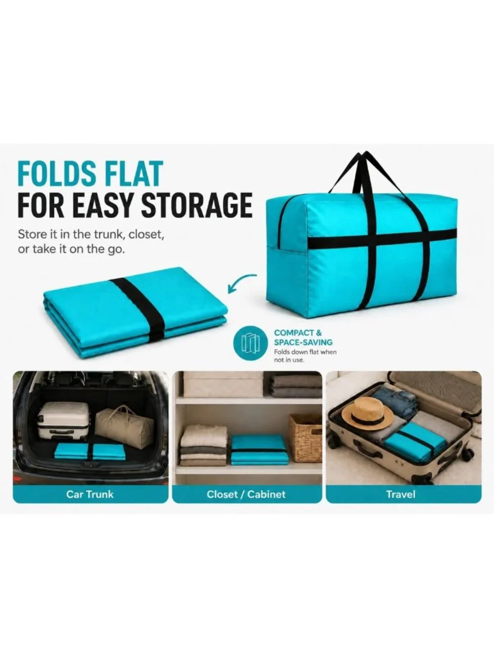 Extra Large Foldable Duffle Bag for Travel & Camping - 130L, Lockable Zipper